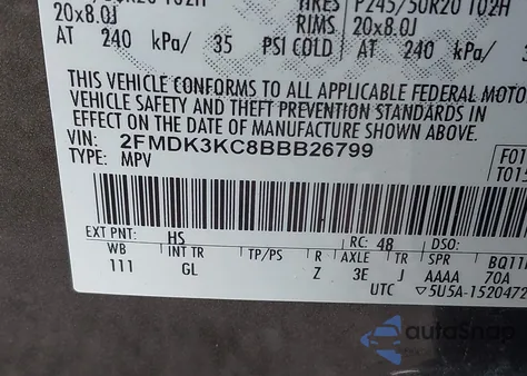 2011 Ford Edge Sel from USA, damaged, VIN 2FMDK3JC8B8826799
